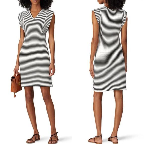DEREK LAM Collective Dress Womens 36 US 0 Stripe Stretch Knit Sheath Sleeveless - Picture 1 of 14